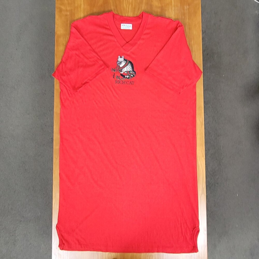 Diplomat Vintage B. Kliban Red Rich Cat Night Shirt - XL - Picture 3 of 8